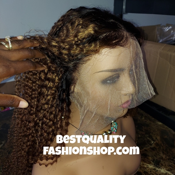 20 inch 13x4 Lace Front 1b/Ombre Remy Hair Curly Human Hair Wigs